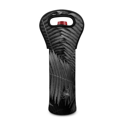 Black And White Fern Leaf Print Single Neoprene Wine Tote