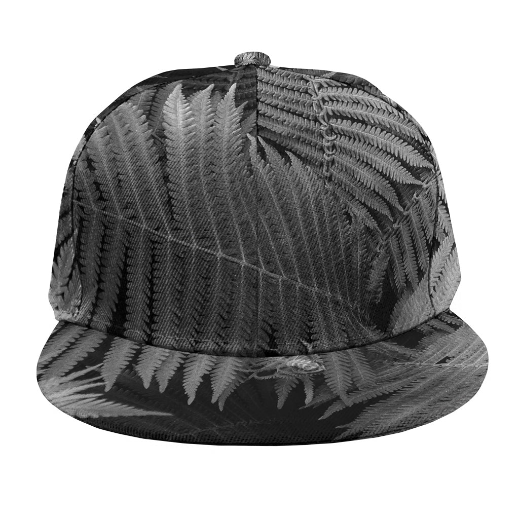Black And White Fern Leaf Print Snapback Cap