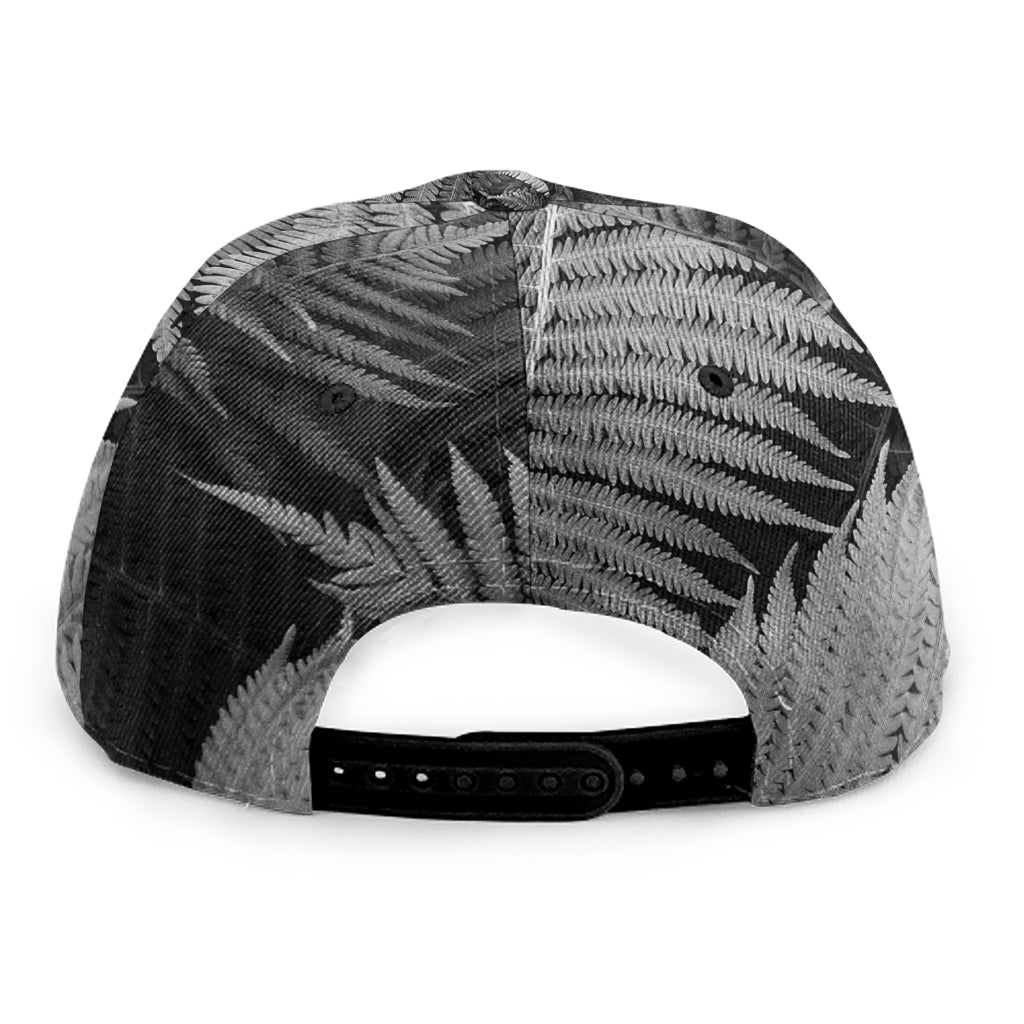 Black And White Fern Leaf Print Snapback Cap