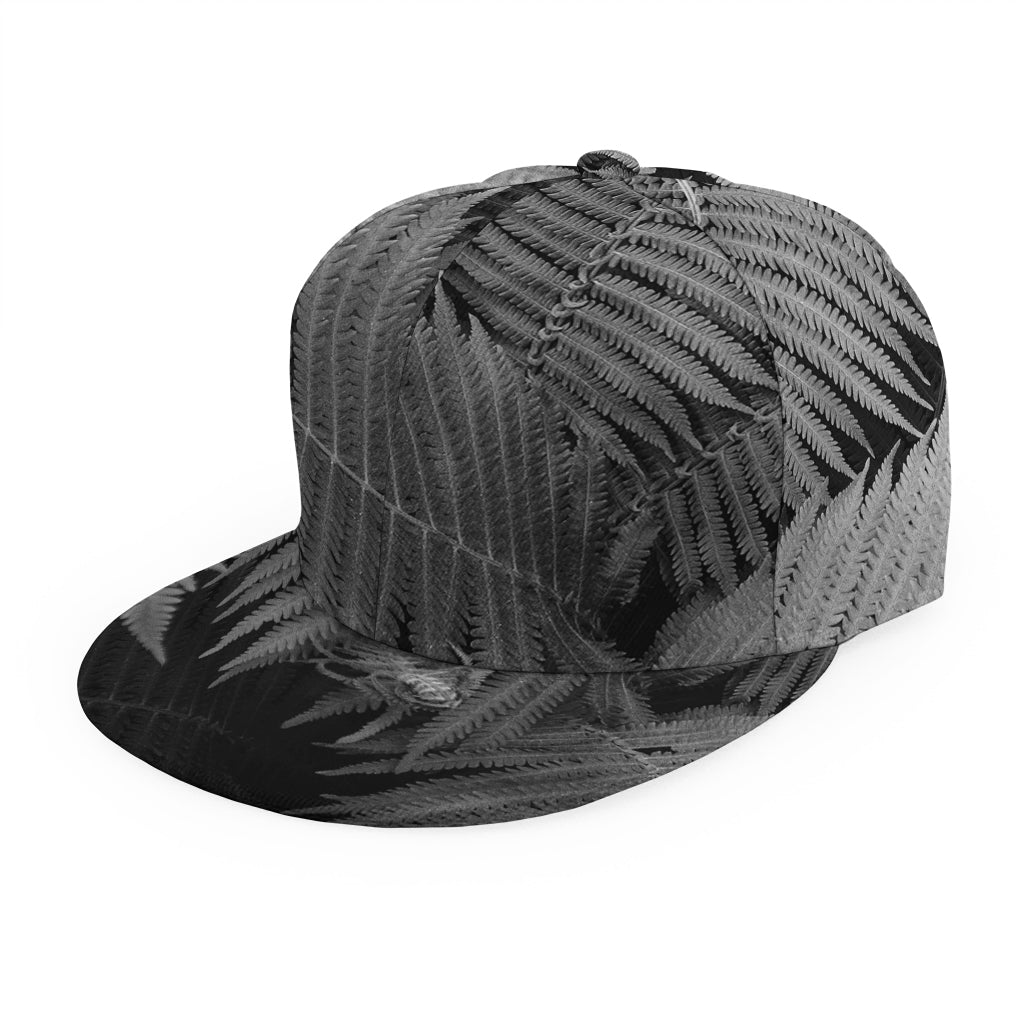Black And White Fern Leaf Print Snapback Cap