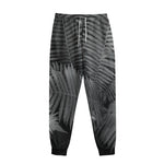 Black And White Fern Leaf Print Sweatpants