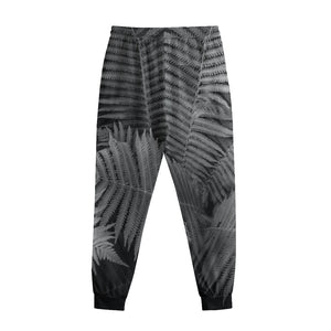 Black And White Fern Leaf Print Sweatpants