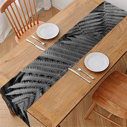 Black And White Fern Leaf Print Table Runner