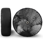 Black And White Fern Leaf Print Tire Cover With Camera Hole