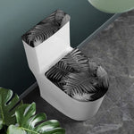 Black And White Fern Leaf Print Toilet Lid And Tank Cover Set