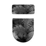 Black And White Fern Leaf Print Toilet Lid And Tank Cover Set