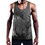 Black And White Fern Leaf Print Training Tank Top