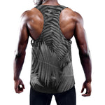 Black And White Fern Leaf Print Training Tank Top