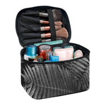 Black And White Fern Leaf Print Travel Makeup Bag