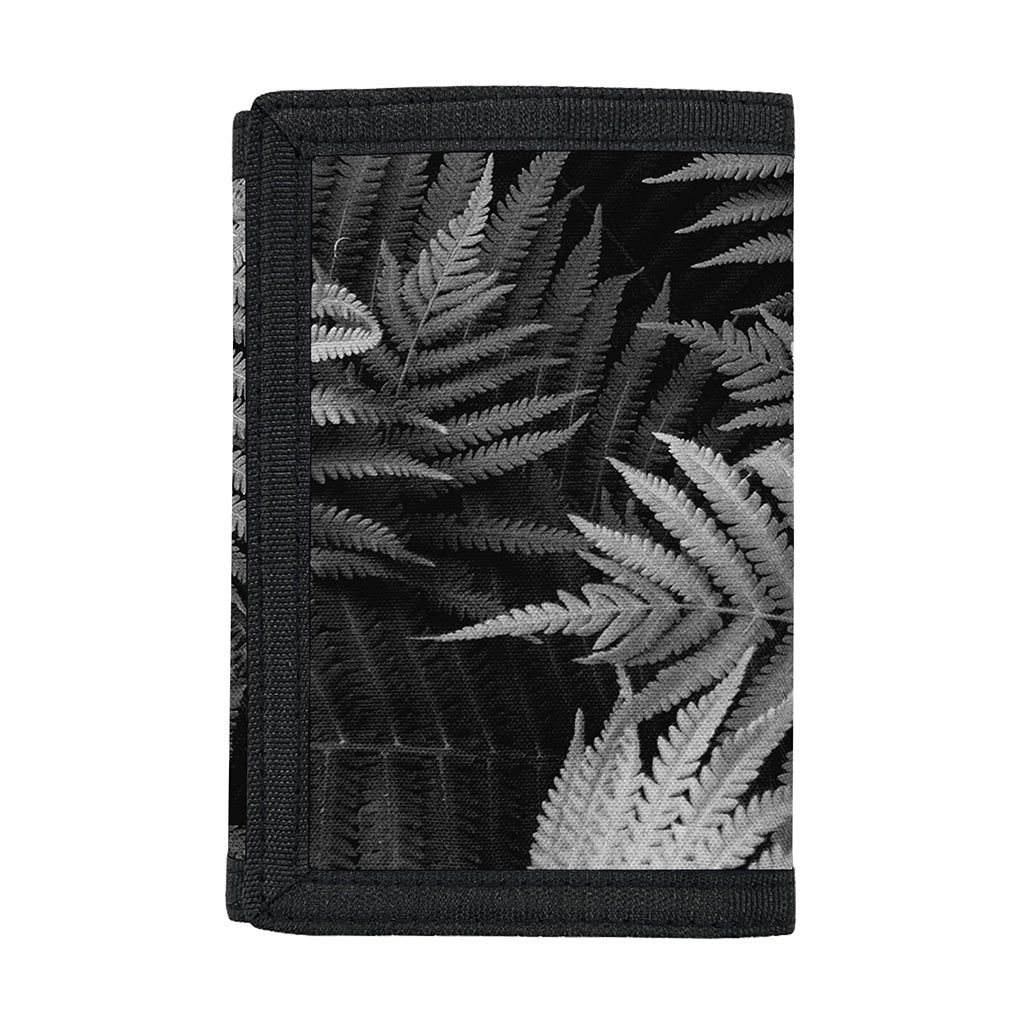 Black And White Fern Leaf Print Trifold Wallet