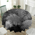 Black And White Fern Leaf Print Waterproof Round Tablecloth