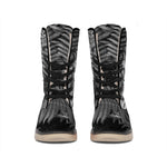 Black And White Fern Leaf Print Winter Boots