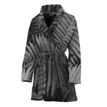 Black And White Fern Leaf Print Women's Bathrobe