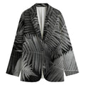 Black And White Fern Leaf Print Women's Blazer
