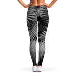 Black And White Fern Leaf Print Women's Leggings
