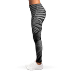 Black And White Fern Leaf Print Women's Leggings