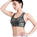 Black And White Fern Leaf Print Women's Sports Bra