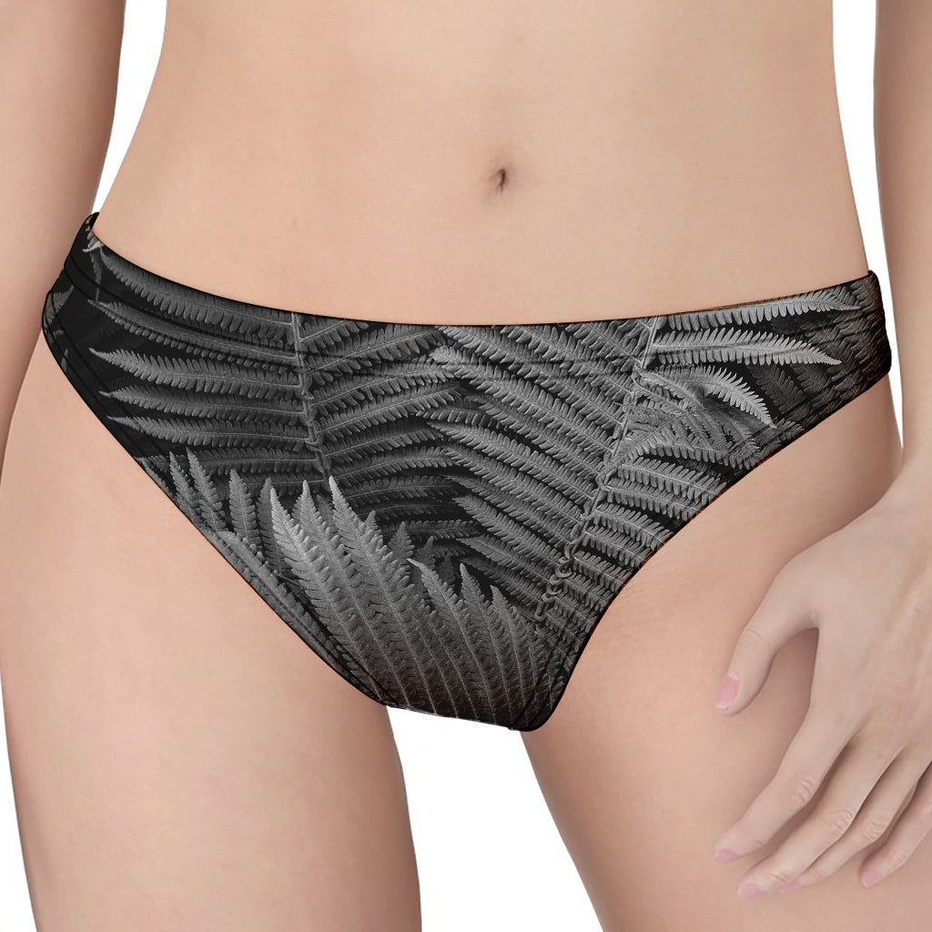 Black And White Fern Leaf Print Women's Thong