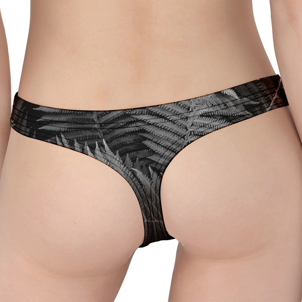 Black And White Fern Leaf Print Women's Thong