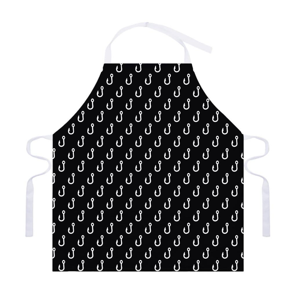 Black And White Fishing Hooks Print Adjustable Apron
