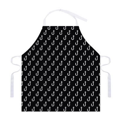 Black And White Fishing Hooks Print Adjustable Apron