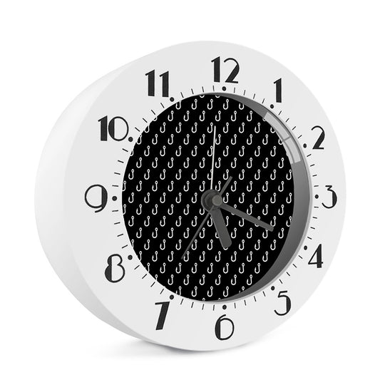 Black And White Fishing Hooks Print Alarm Clock