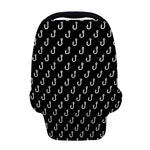Black And White Fishing Hooks Print Baby Seat Cover