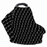 Black And White Fishing Hooks Print Baby Seat Cover