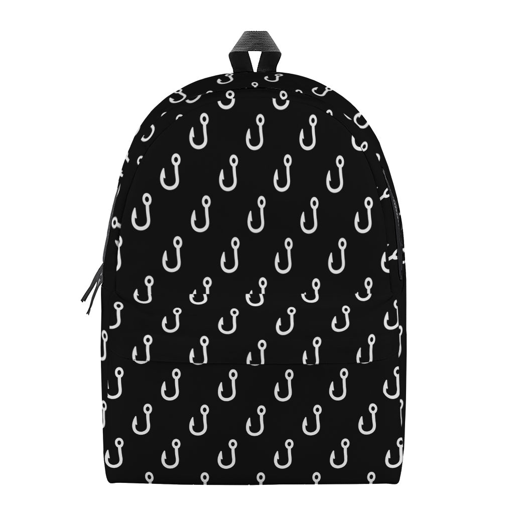 Black And White Fishing Hooks Print Backpack