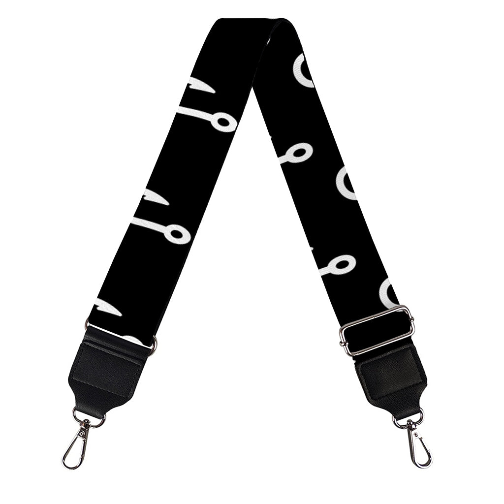 Black And White Fishing Hooks Print Bag Strap