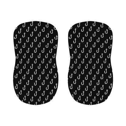 Black And White Fishing Hooks Print Bar Stool Covers