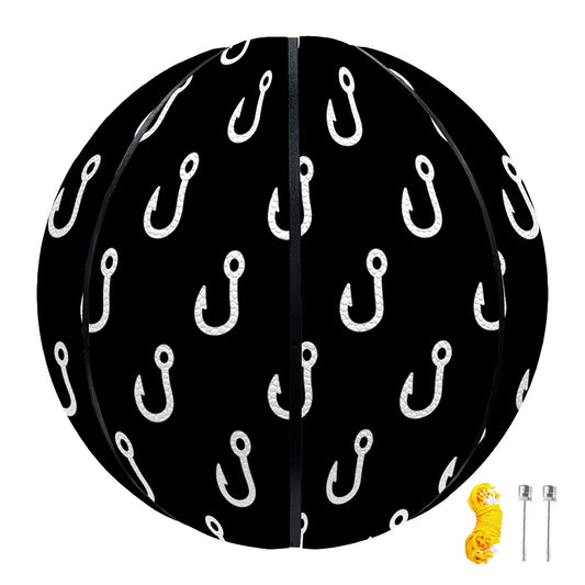 Black And White Fishing Hooks Print Basketball