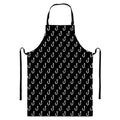 Black And White Fishing Hooks Print Bib Apron With Pocket
