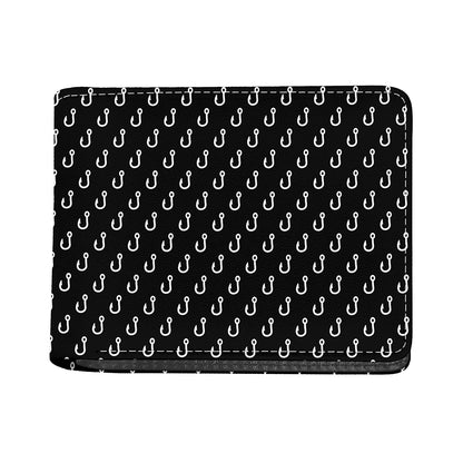 Black And White Fishing Hooks Print Bifold Wallet