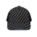 Black And White Fishing Hooks Print Black Mesh Trucker Hat
