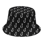 Black And White Fishing Hooks Print Bucket Hat