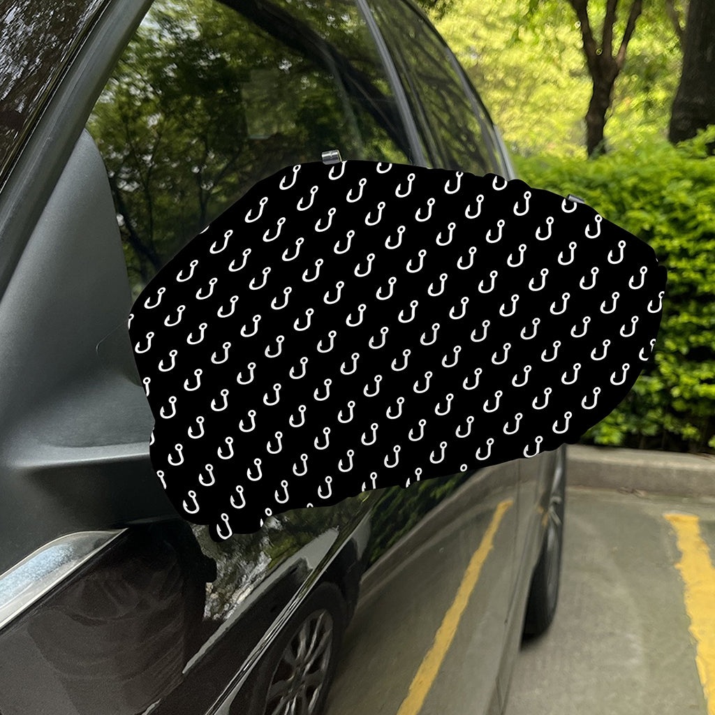 Black And White Fishing Hooks Print Car Side Mirror Covers