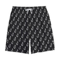 Black And White Fishing Hooks Print Cotton Shorts