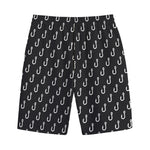 Black And White Fishing Hooks Print Cotton Shorts