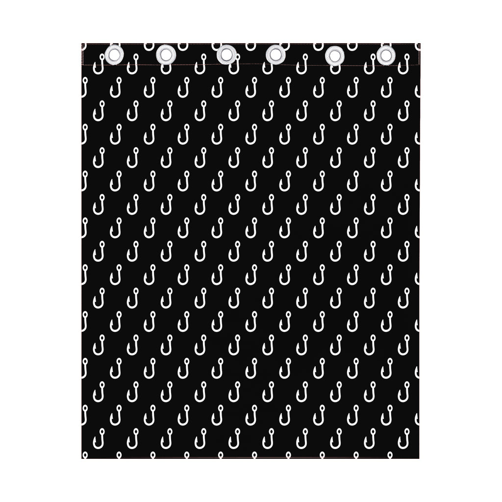 Black And White Fishing Hooks Print Curtain