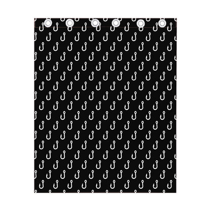 Black And White Fishing Hooks Print Curtain