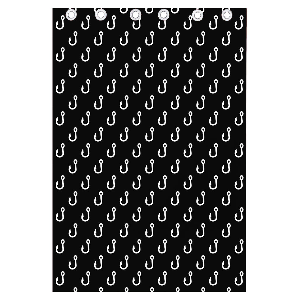 Black And White Fishing Hooks Print Curtain