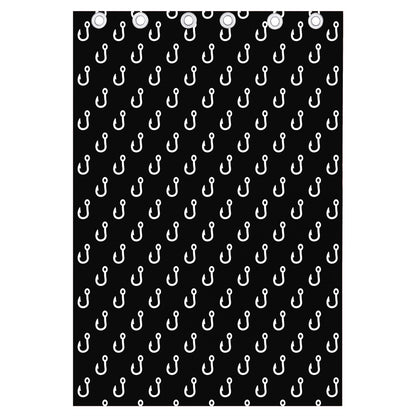 Black And White Fishing Hooks Print Curtain