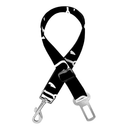 Black And White Fishing Hooks Print Dog Seat Belt