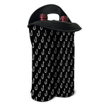Black And White Fishing Hooks Print Double Neoprene Wine Tote