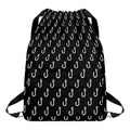 Black And White Fishing Hooks Print Drawstring Backpack