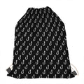 Black And White Fishing Hooks Print Drawstring Bag
