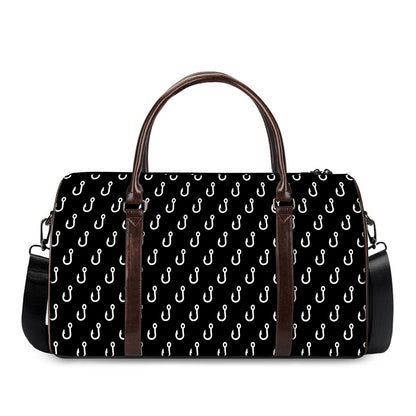 Black And White Fishing Hooks Print Duffle Bag