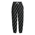 Black And White Fishing Hooks Print Fleece Lined Knit Pants