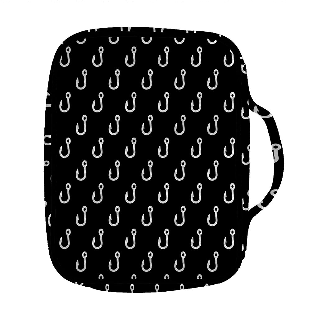 Black And White Fishing Hooks Print Front Pocket Bible Bag